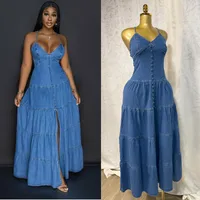 "Top Tier" Backless Denim Dress