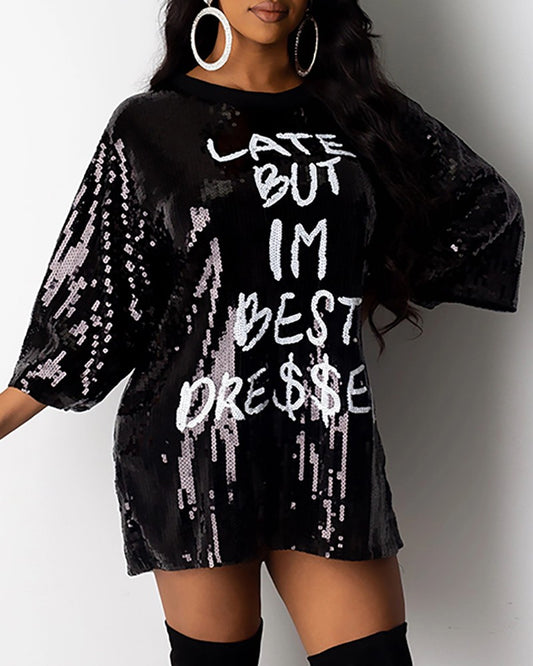 "DECKED OUT" SEQUIN CASUAL DRESS